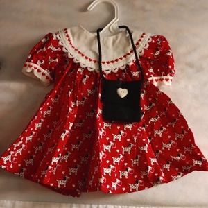 Doll Dalmatian vintage dress w purse